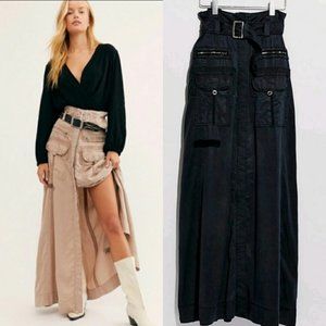 Free People The Feeling Of Falling Utility Maxi Skirt Black Size Small